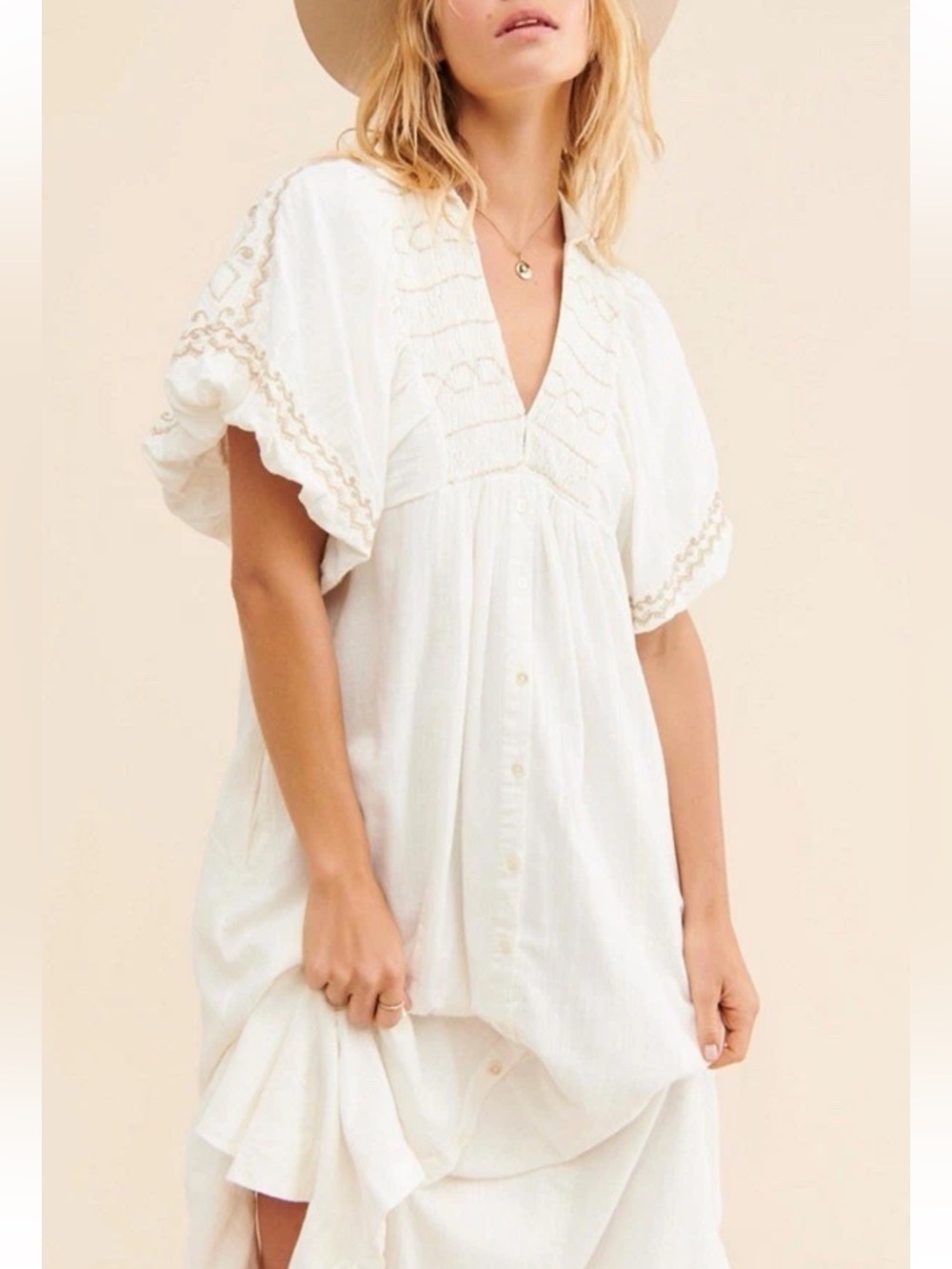 Free People Samantha Bohemian Embroidered Maxi Dress